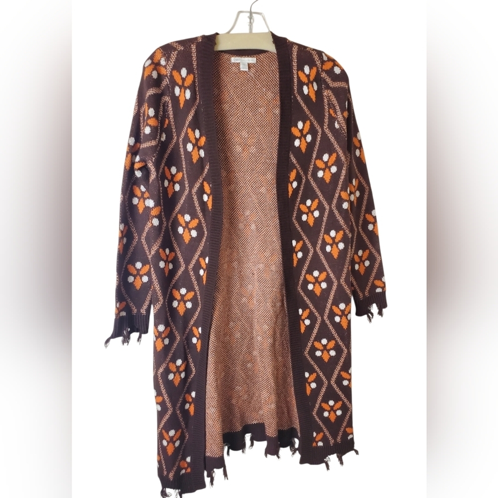 Cato Size XS Brown and Orange Patterned Cardigan - Picture 2 of 7